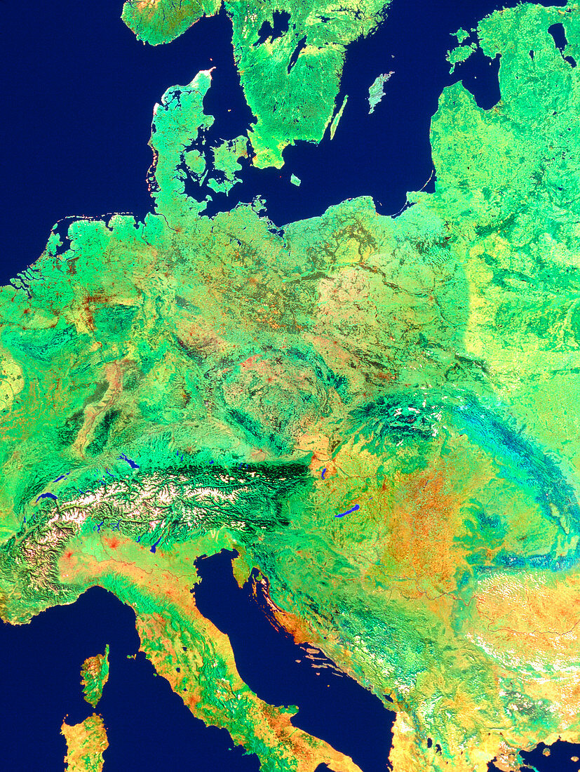 Satellite mosaic of central Europe