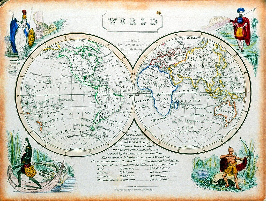 Atlas of the world from the 19th century