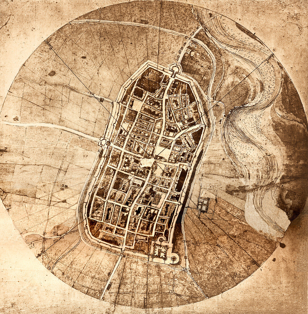 Historical city map of Imola,Italy
