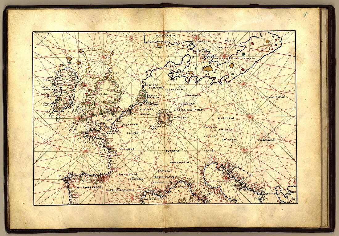 Europe,16th century nautical map