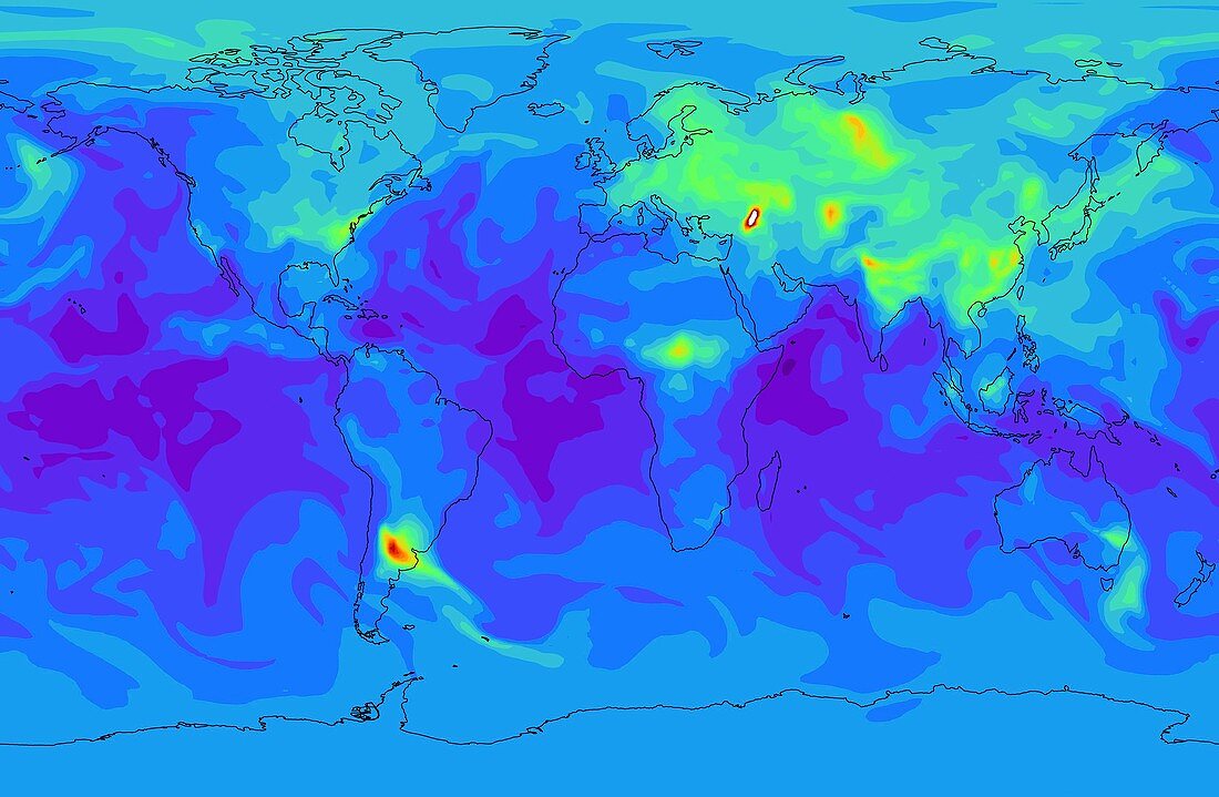 Global methane concentration,2004