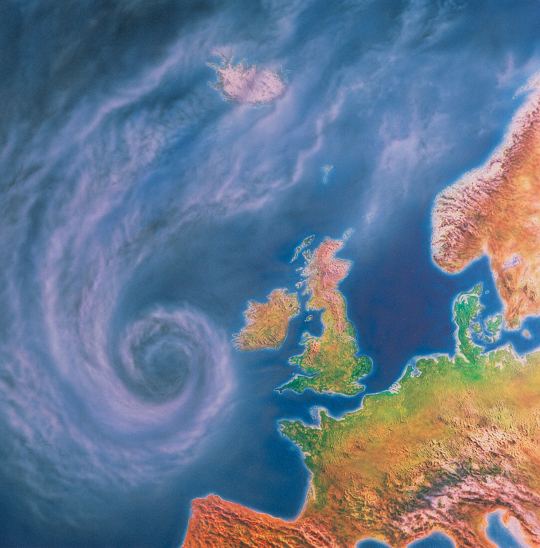 Storm system approaching Europe