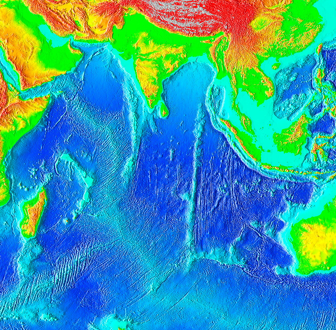 Indian Ocean,topographical map