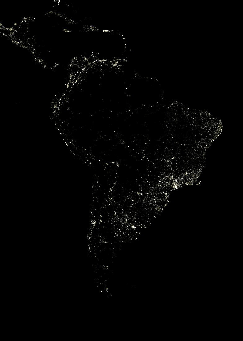 South America at night