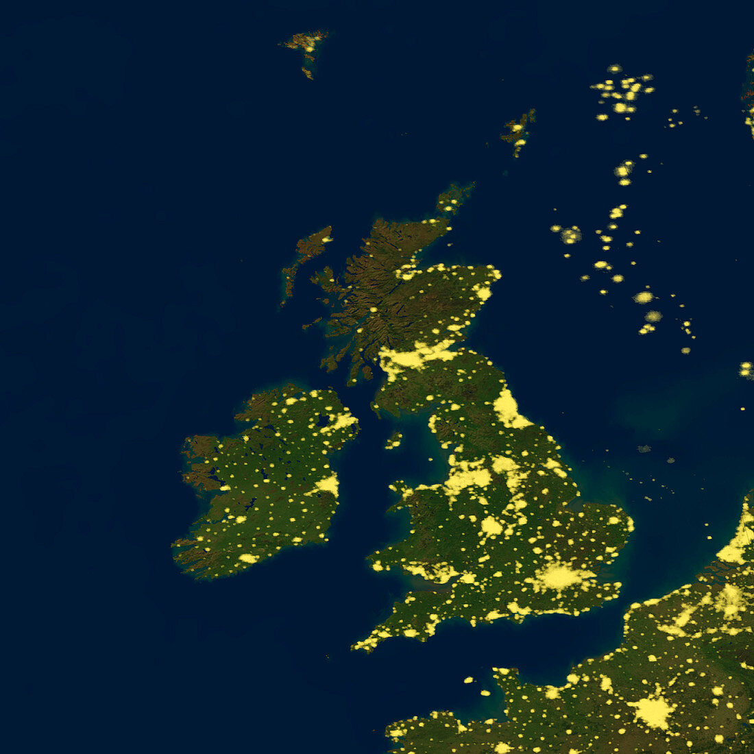 British Isles at night