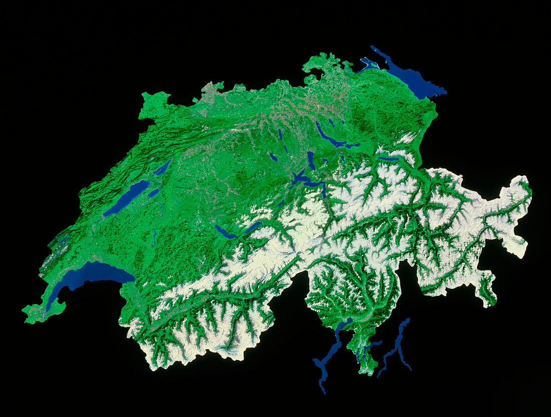 Satellite mosaic of Switzerland