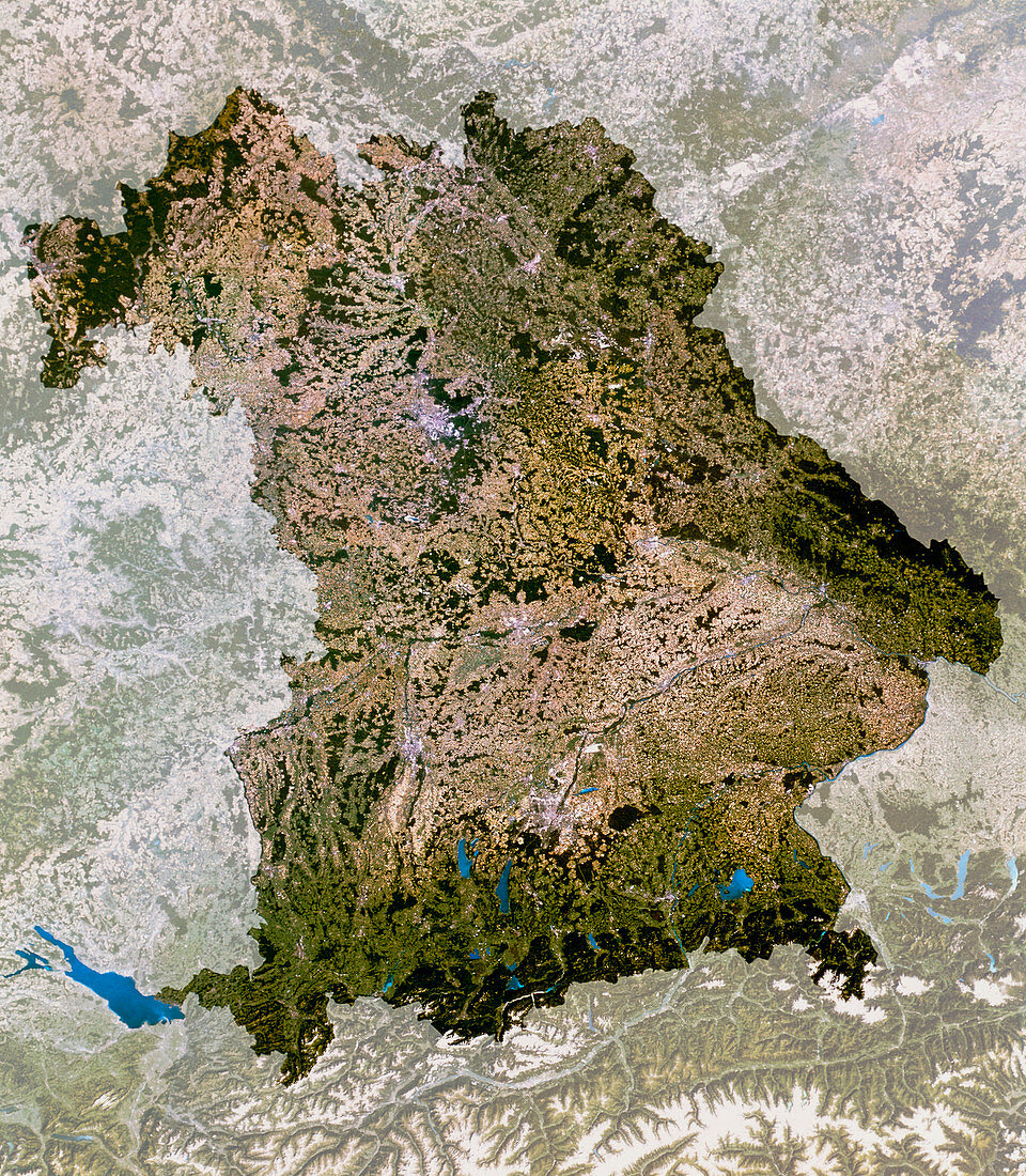 True-colour satellite image of Bavaria,Germany