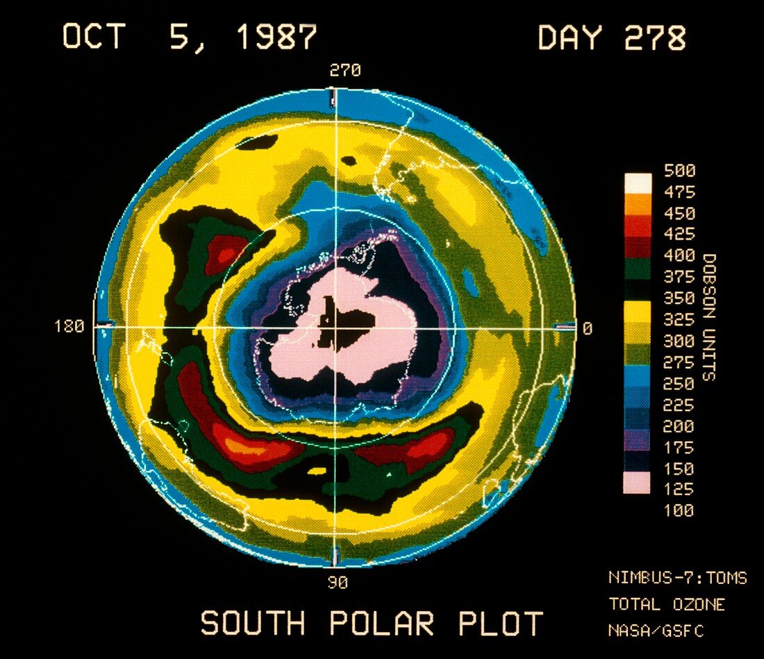 Ozone hole over Antarctica,October 1987