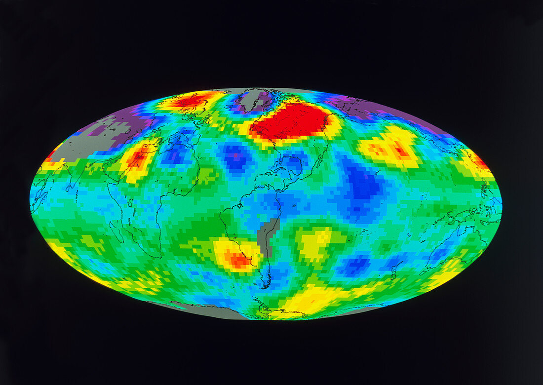Global map of tropospheric temperature anomalies
