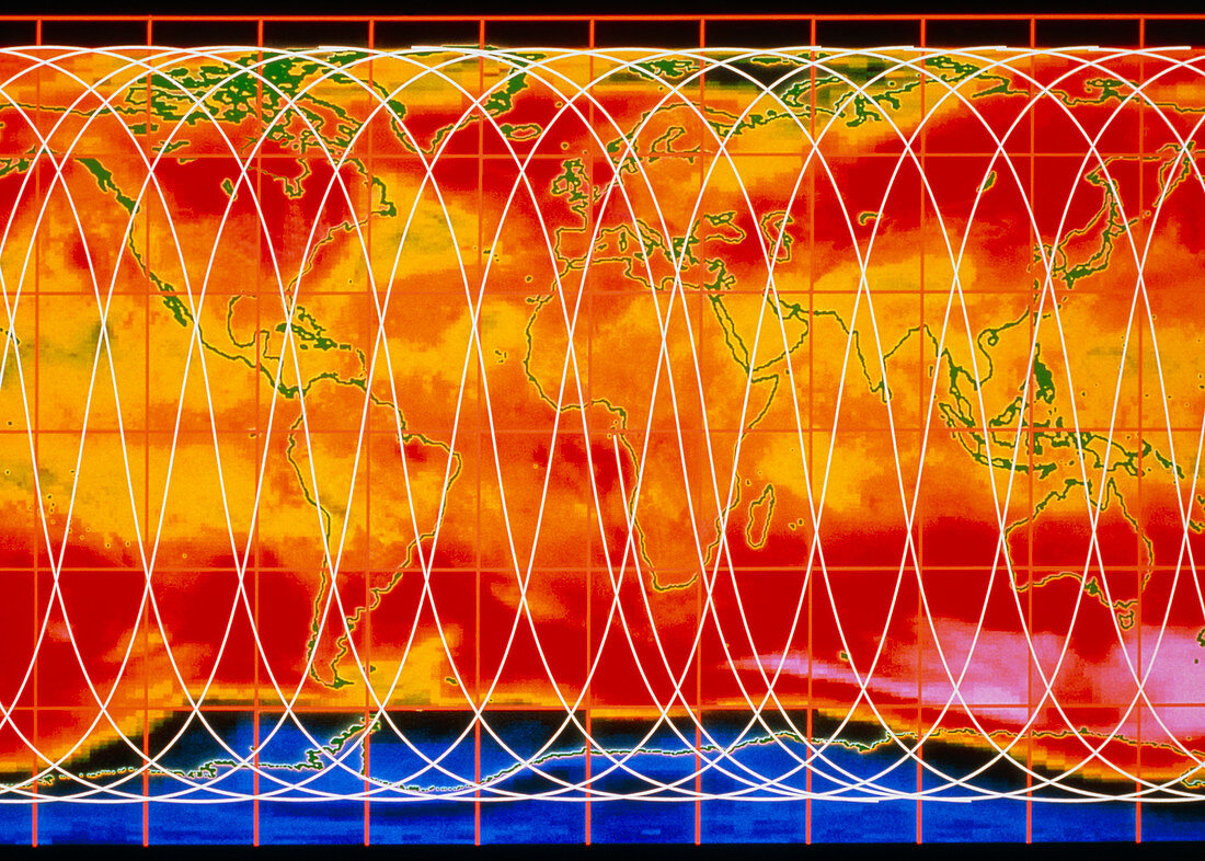 Ozone map of the world with a hole over Antarctica