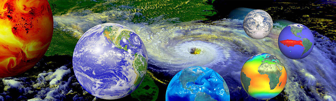 Composite artwork of Earth showing global weather