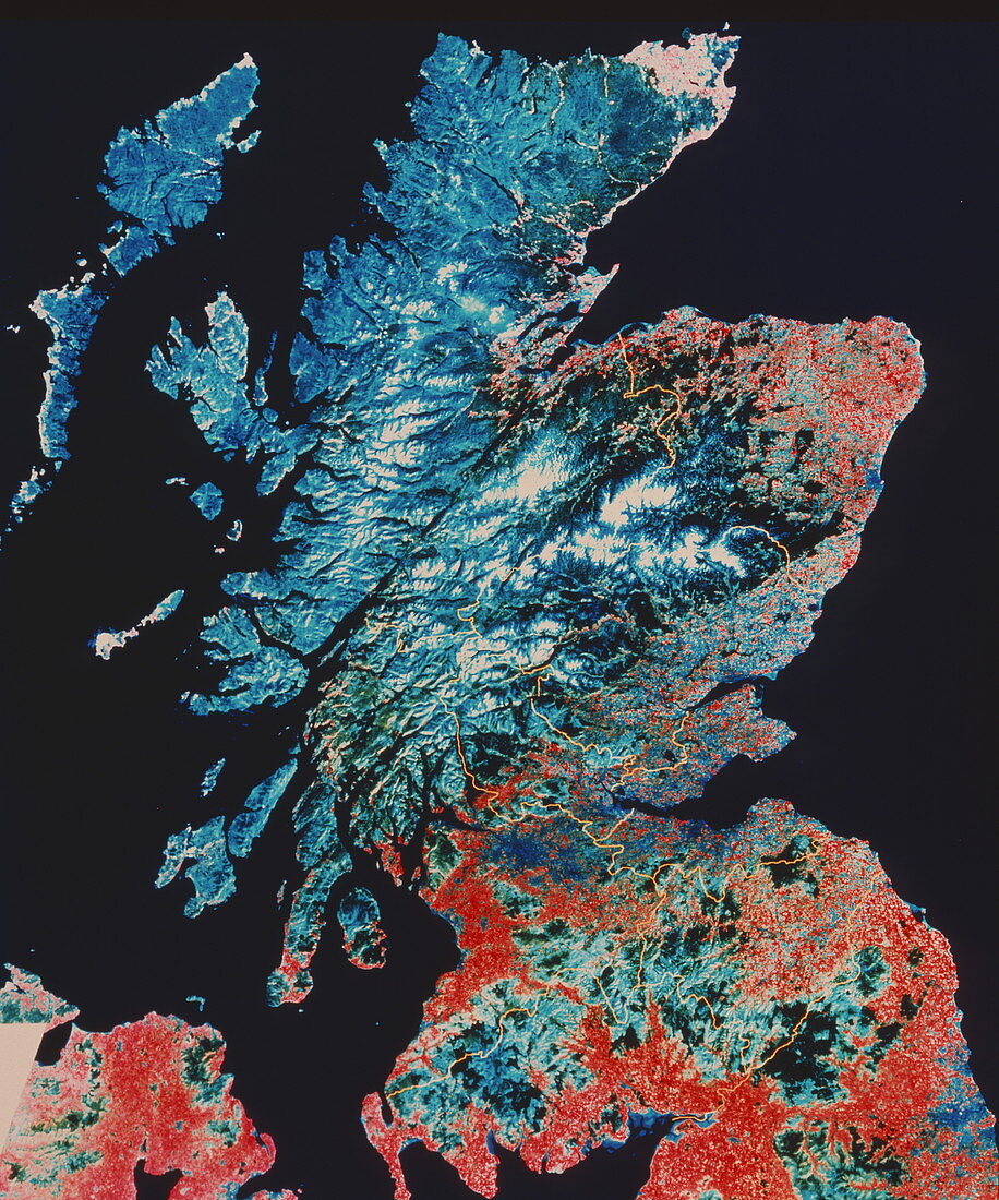 Infrared satellite image of Scotland,UK