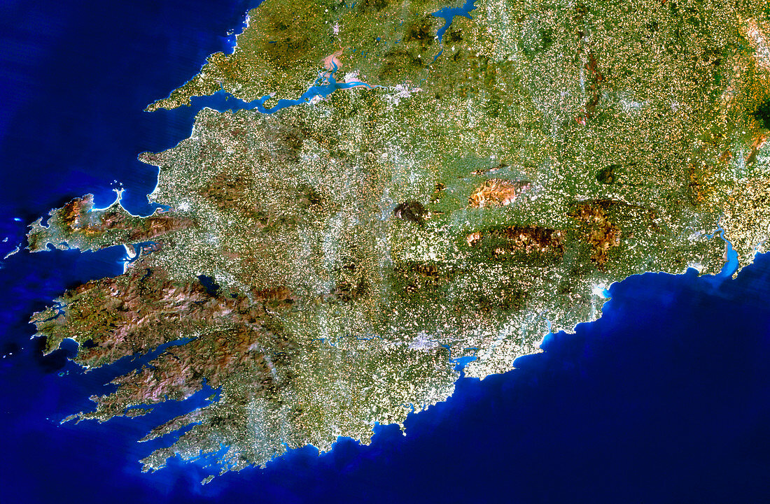 True-colour satellite image of Munster,Ireland