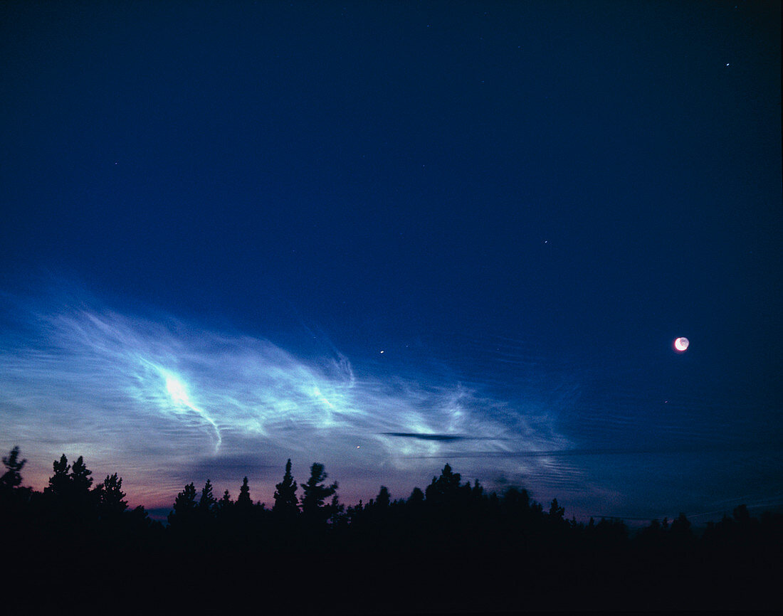 Noctilucent clouds with Moon