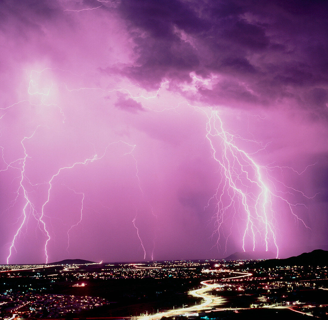 Summer ligtning storm over Tucson,USA
