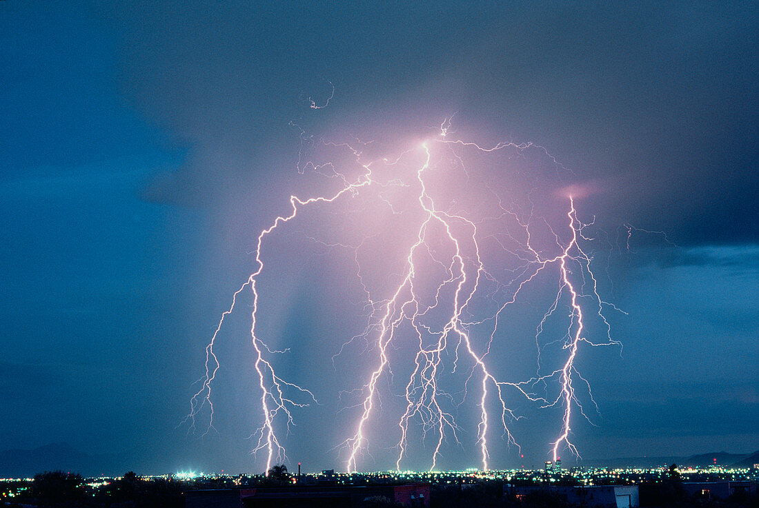 Lightning storm over Tucson,USA