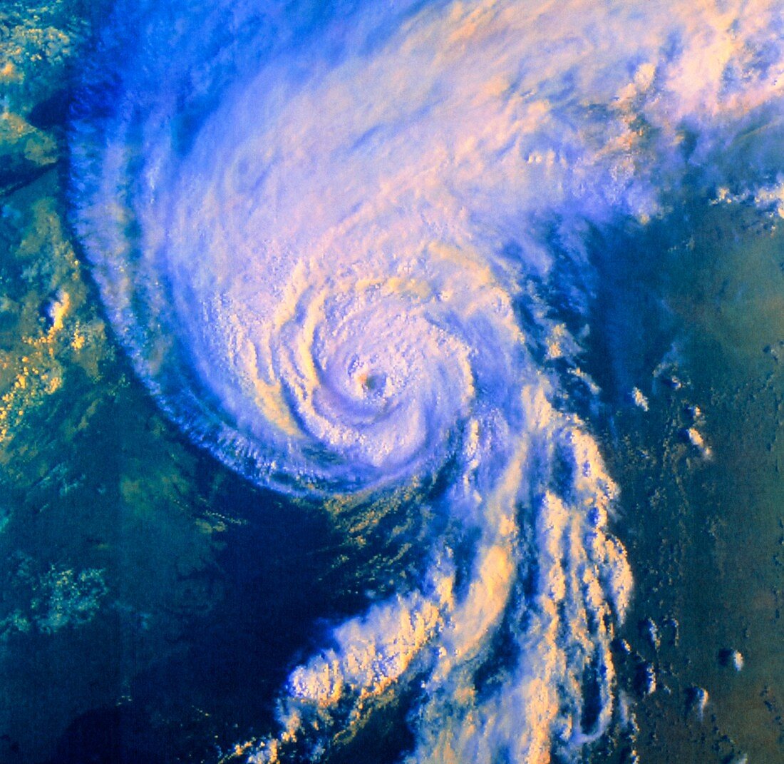 AVHRR image of Hurricane Bob off US east coast