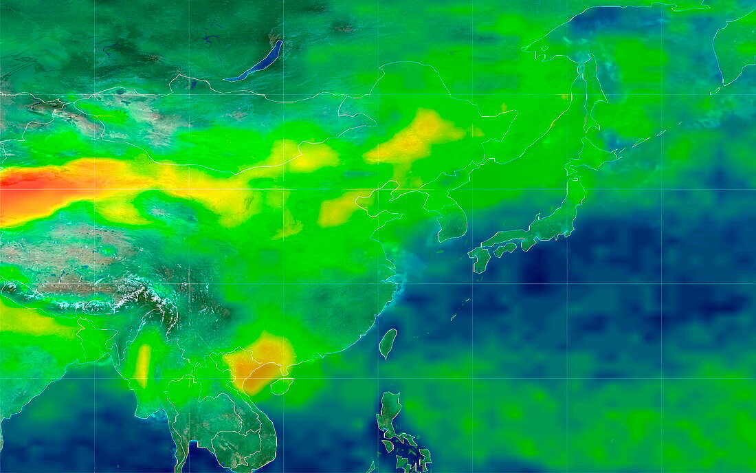 Asian dust storm,satellite image