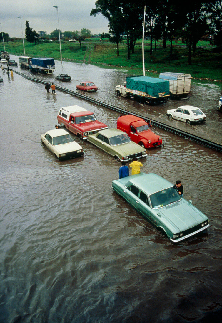Flooded roads in Buenos Aires