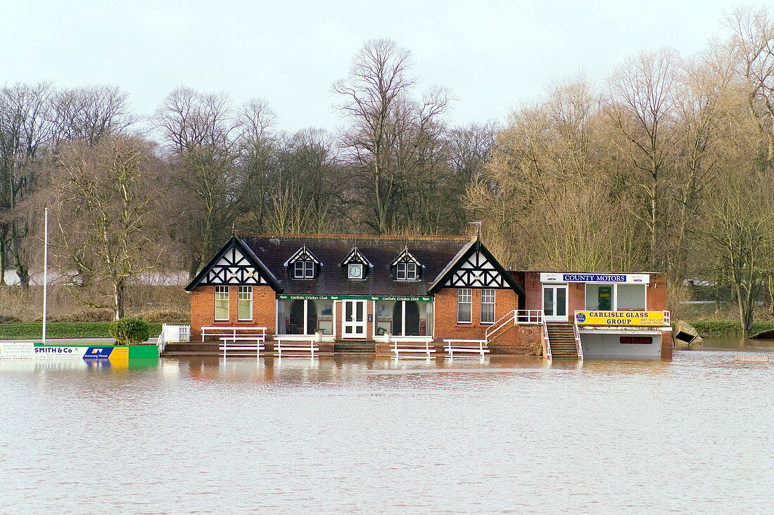 Flooded cricket pitch,Carlisle