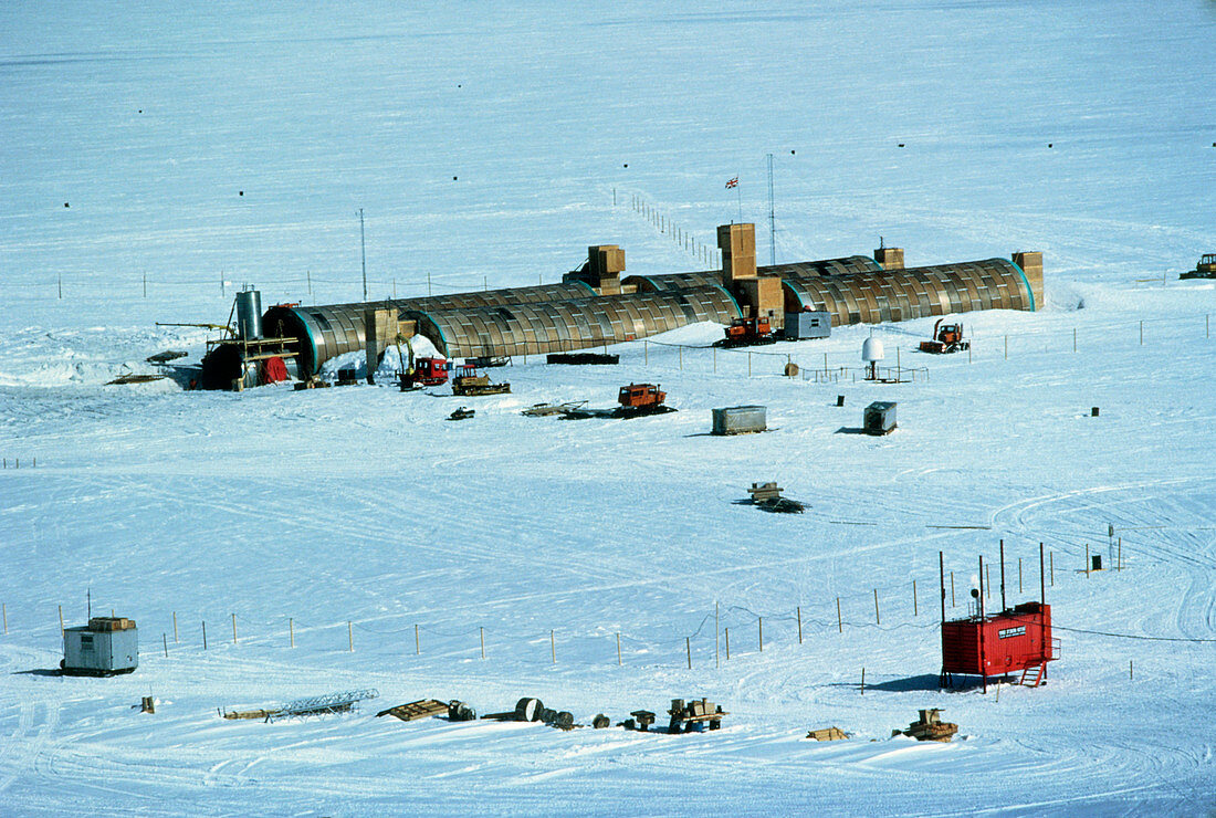 Aerial photo of Halley Station base,Antarctica