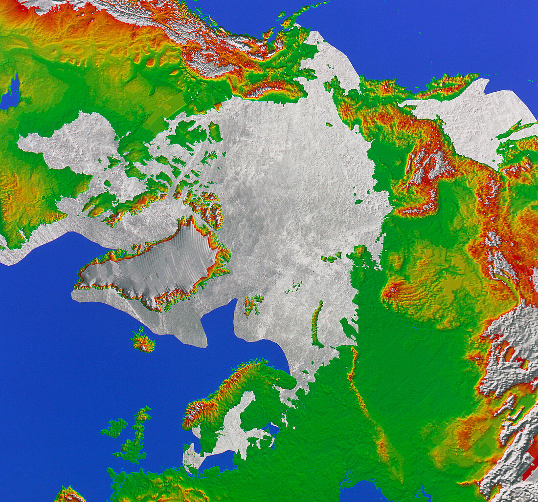 Map showing limit of Arctic ice pack