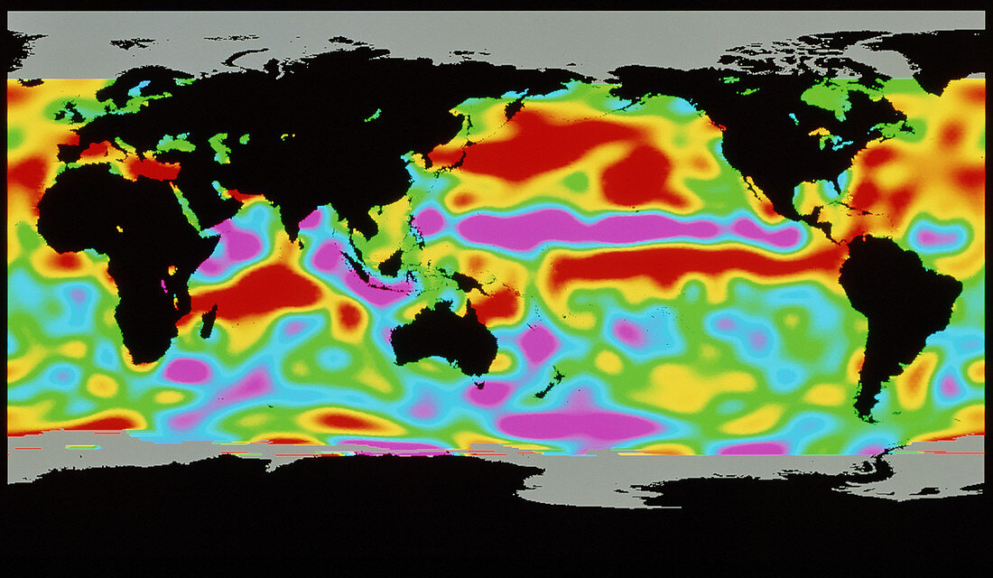 Earth graphic showing sea height during an El Nino