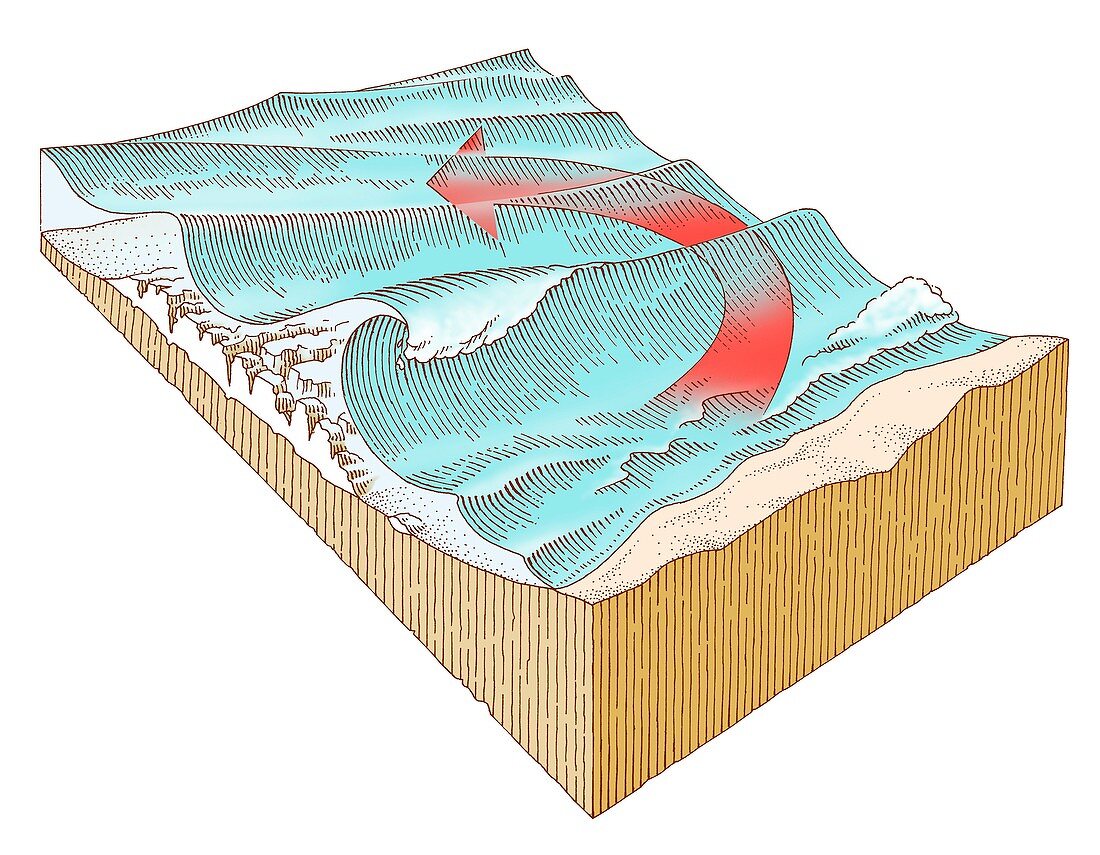Reef break wave formation,artwork