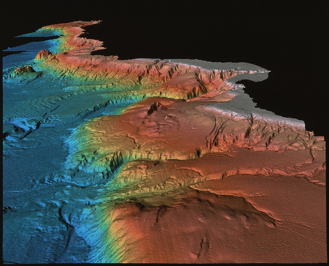 Sonar image of ocean floor off California,USA