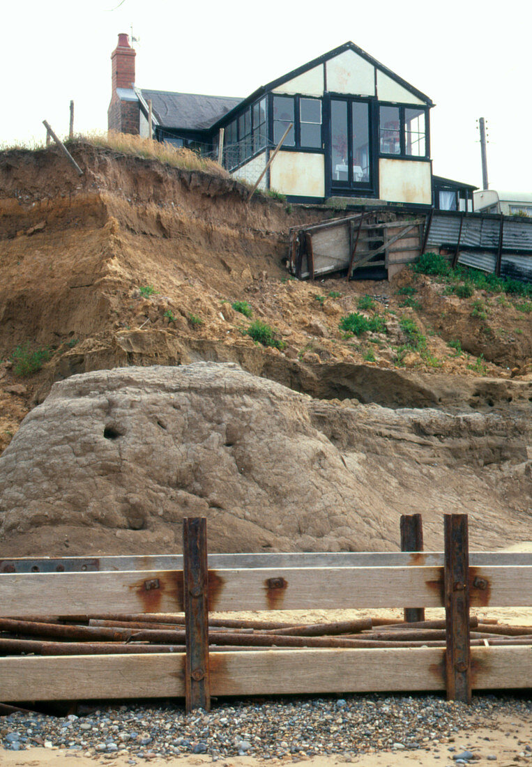 House located at the edge of a sea eroded cliff