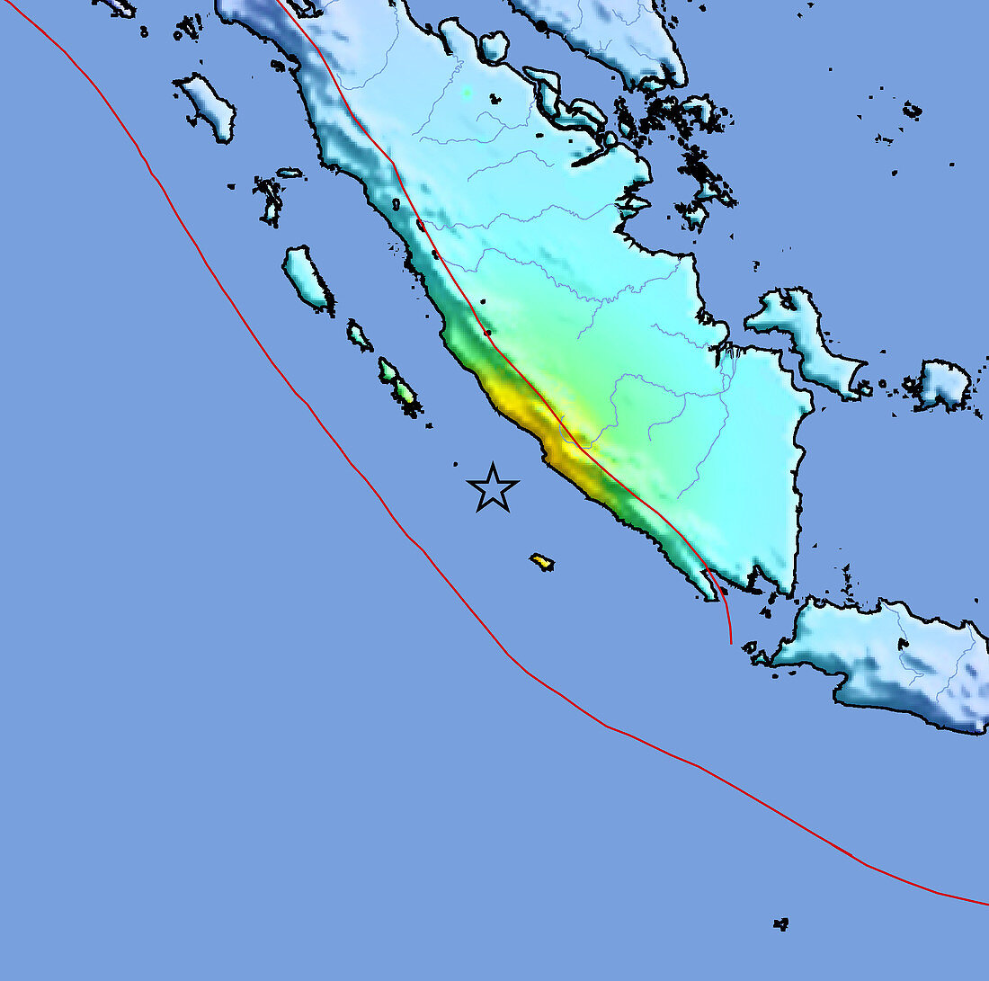 2007 Sumatra earthquake intensity map