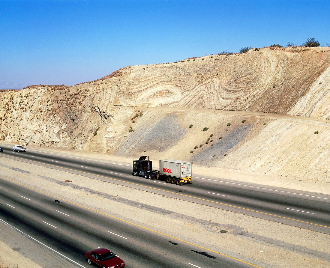Road cutting through the San Andreas fault