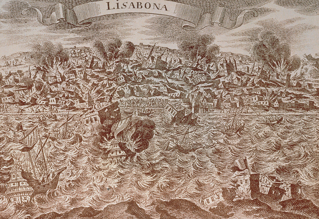 Engraving of an 18th century earthquake