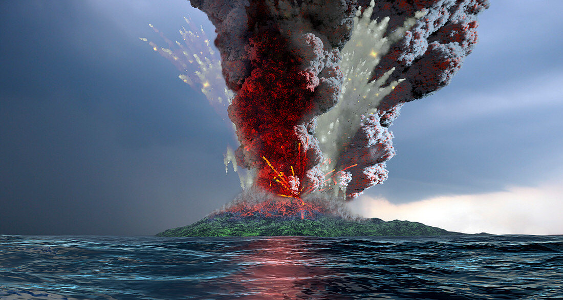 Krakatau volcano explosion,artwork