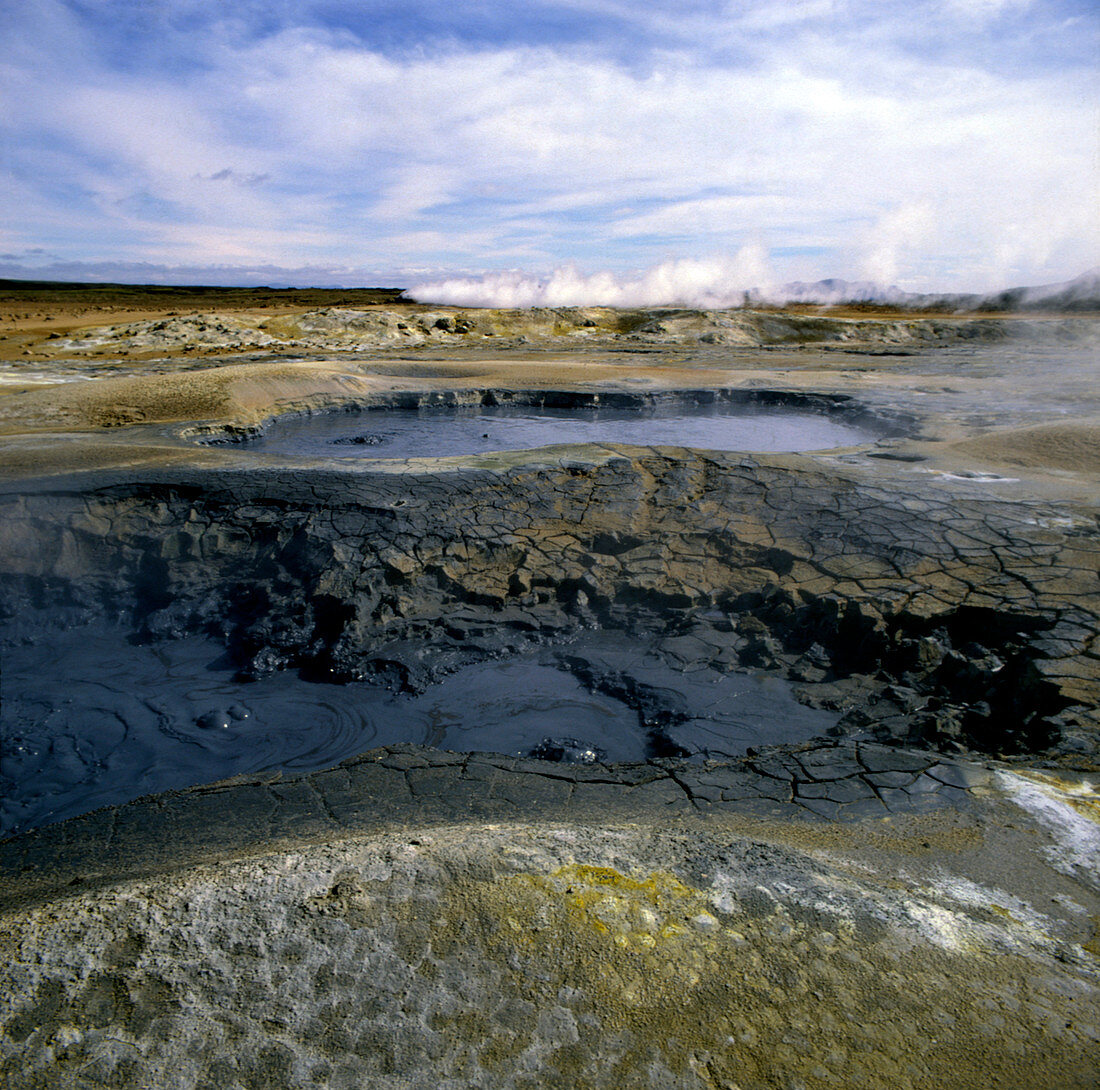 Boiling mud pools and steam vents,Iceland