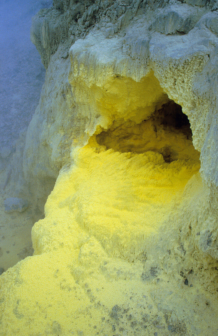 Volcanic sulphur deposits,Sumatra