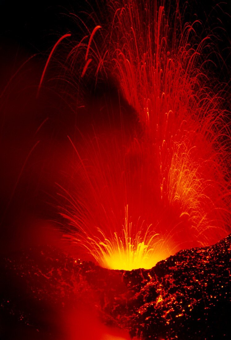 Mount Etna volcano erupting