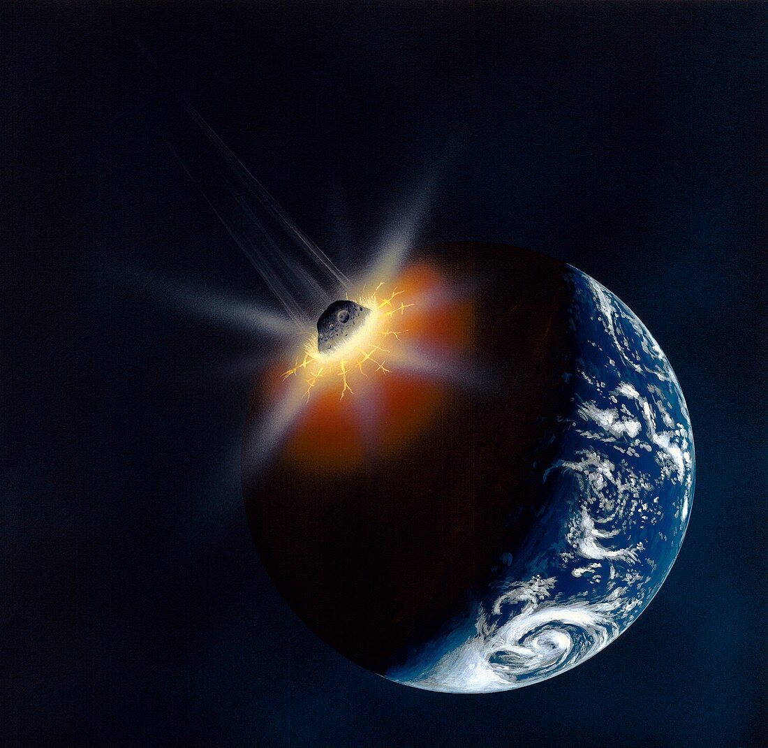 Asteroid impacting the Earth,artwork
