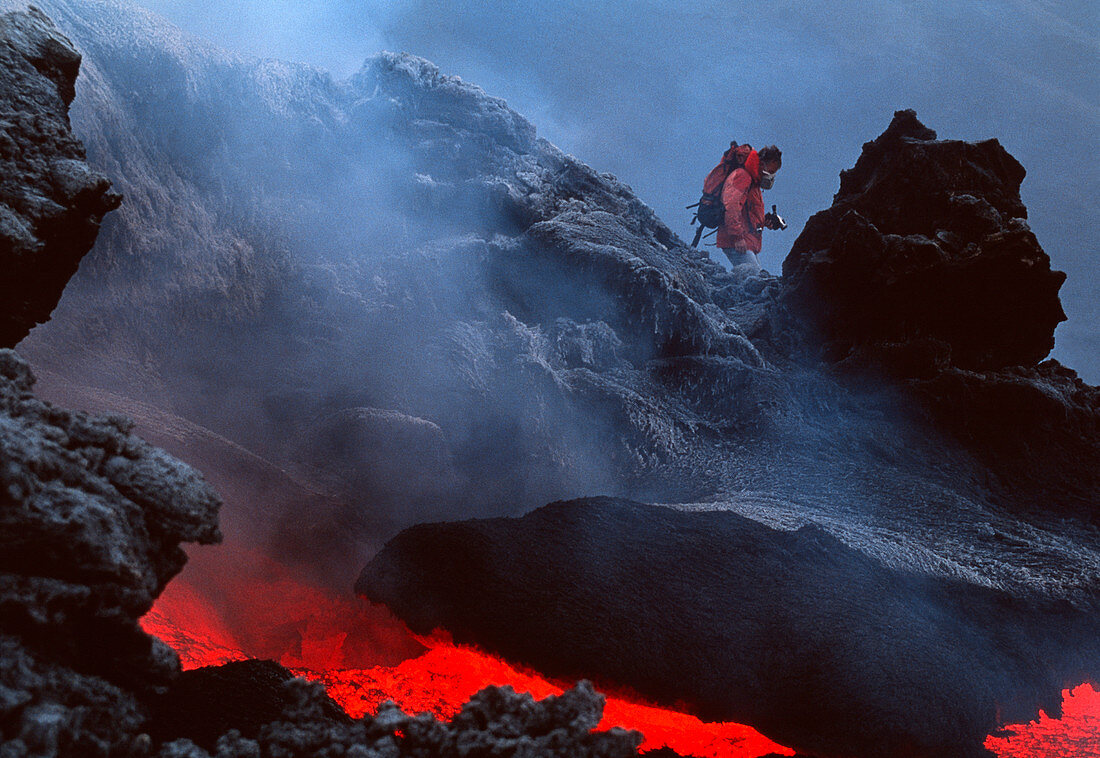 Volcanologist on Mount Etna