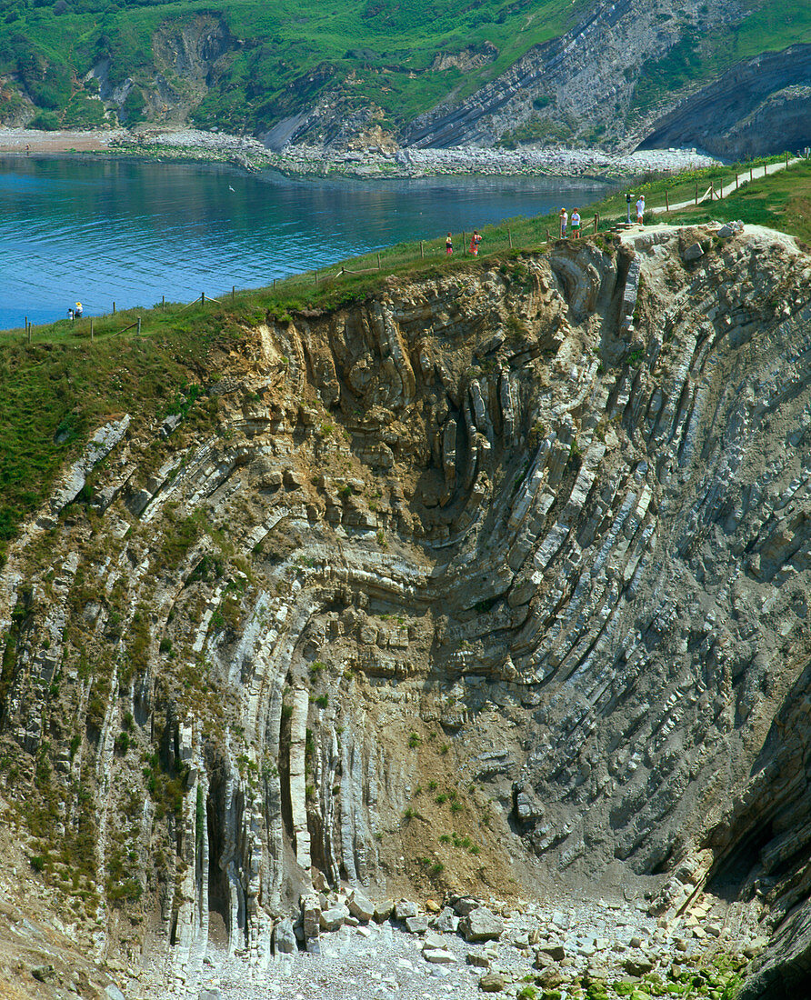 Folded strata in Stair Hole cliffs Dorset