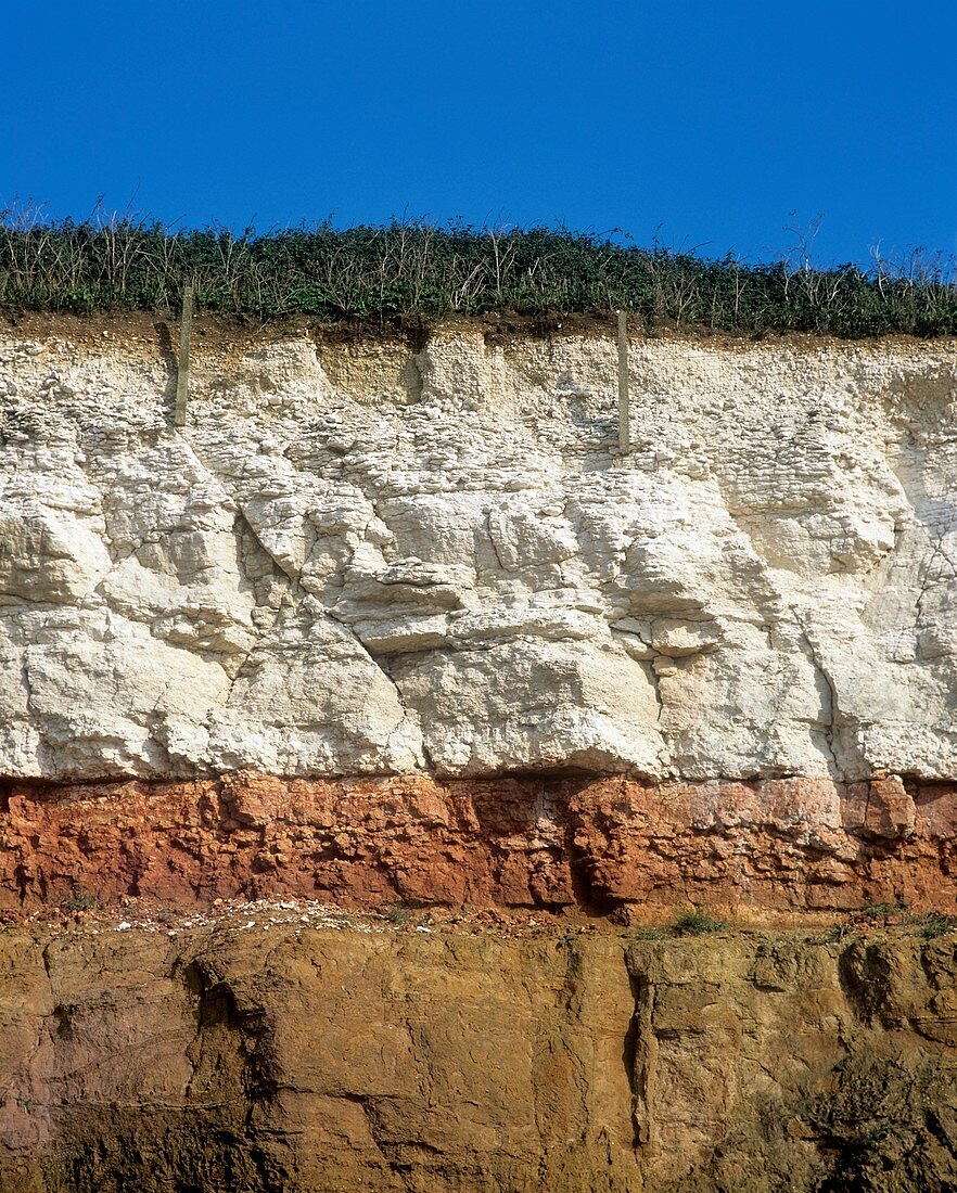 Rock strata in cliff face,Hunstanton