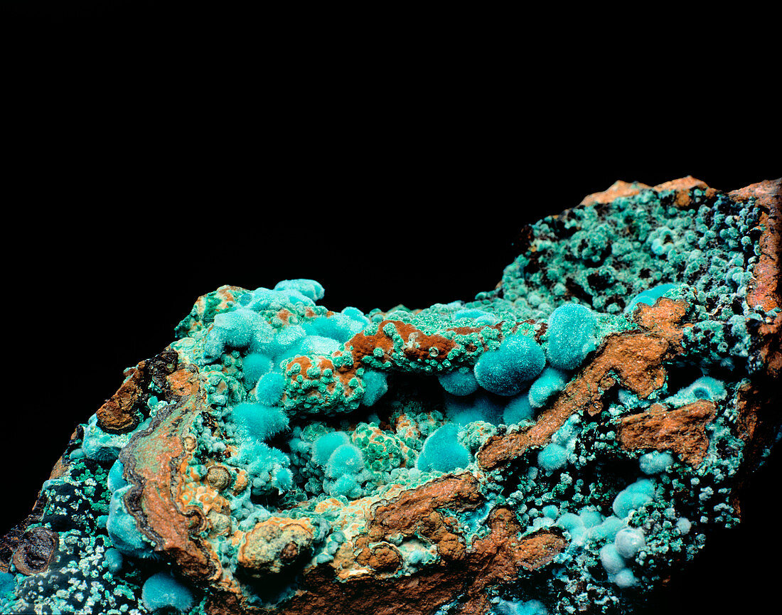 Rosasite,a green to bluish mineral from Mexico