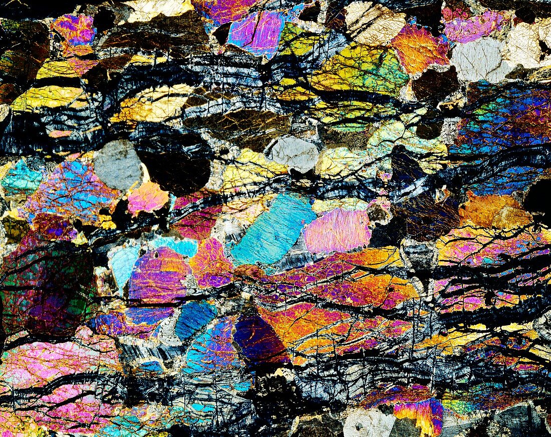 Peridotite rock,light micrograph