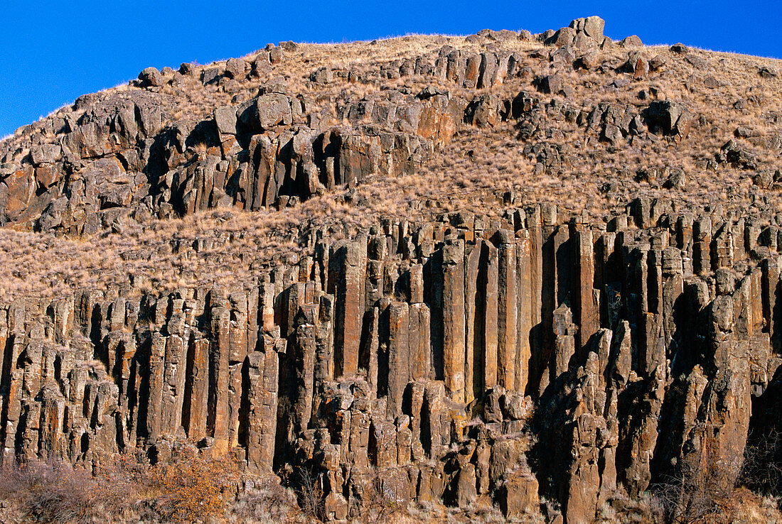 Columnar basalt rock