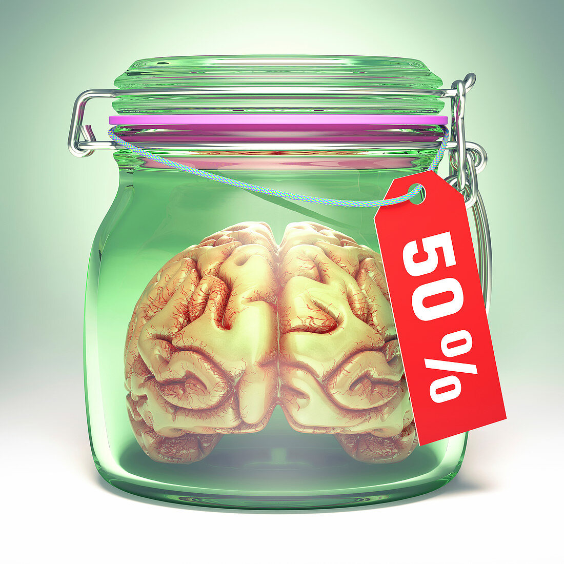 Human brain in glass jar with sale label