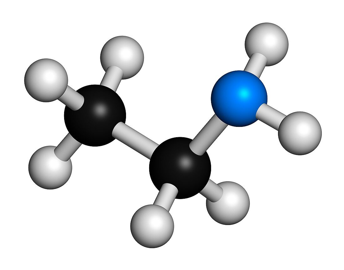 Ethylamine base molecule,illustration