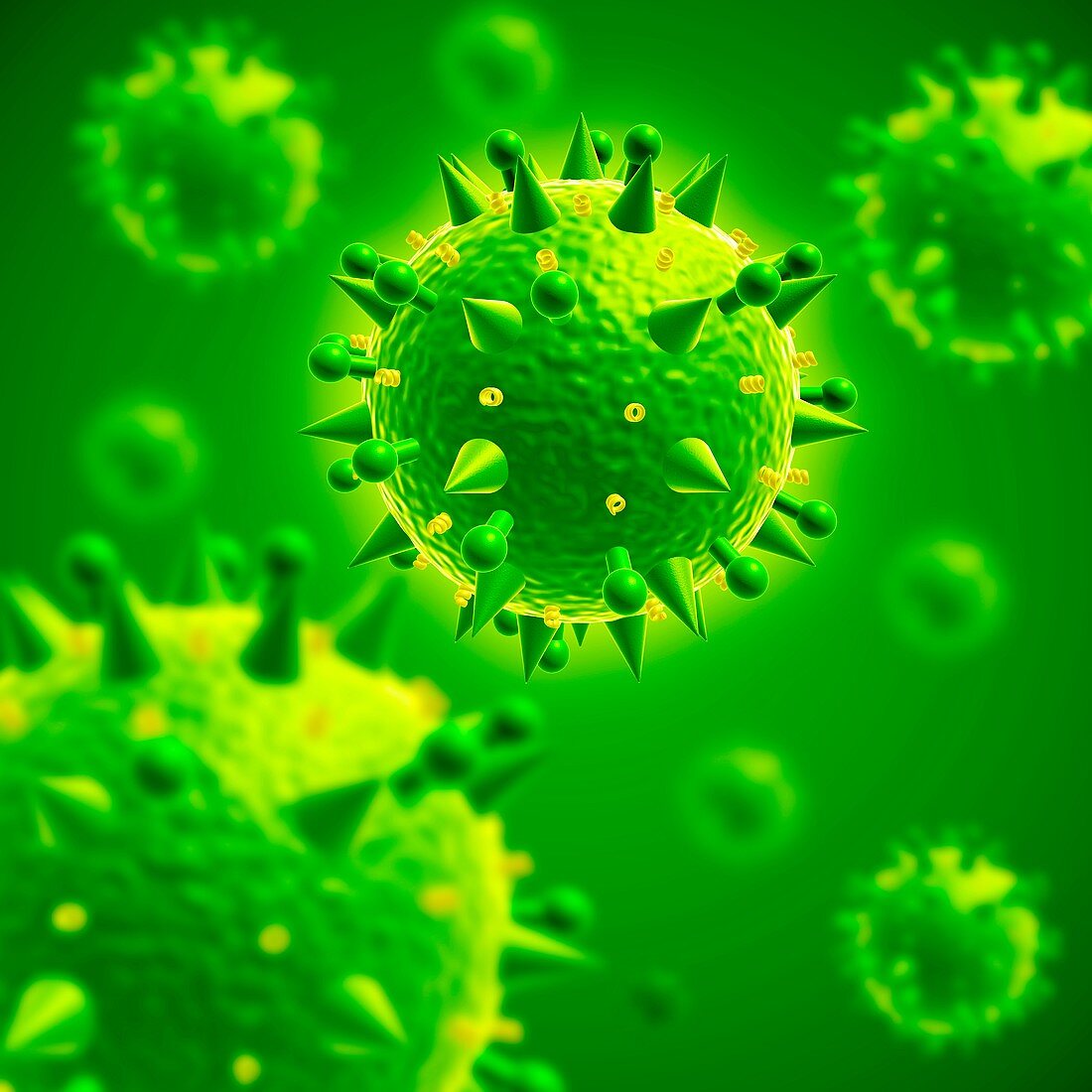 Influenza virus particles,illustration