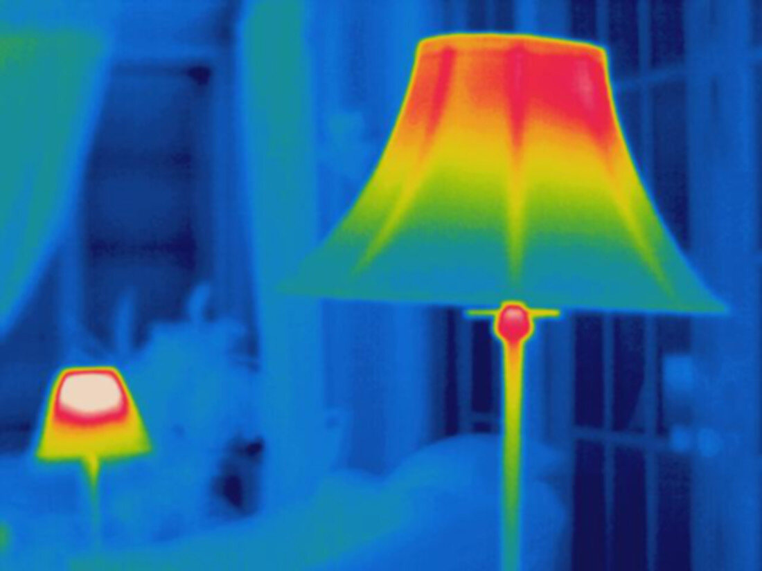 Thermogram of two lamps