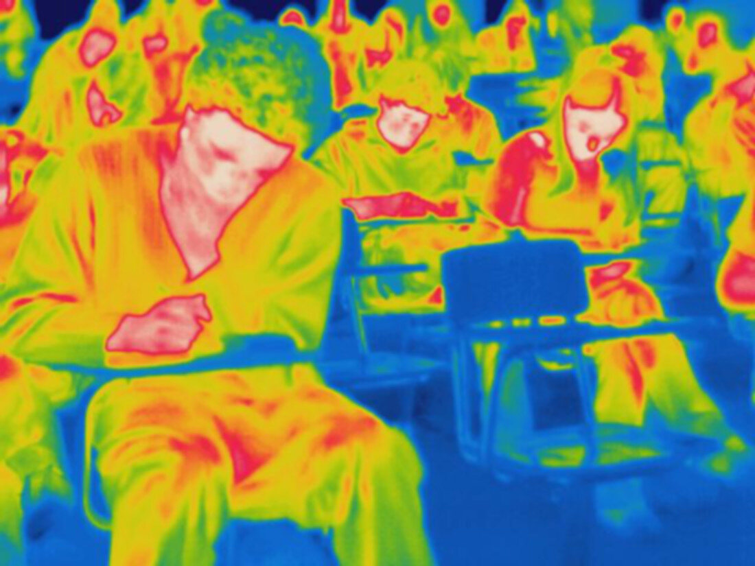 Thermogram of students in a lecture