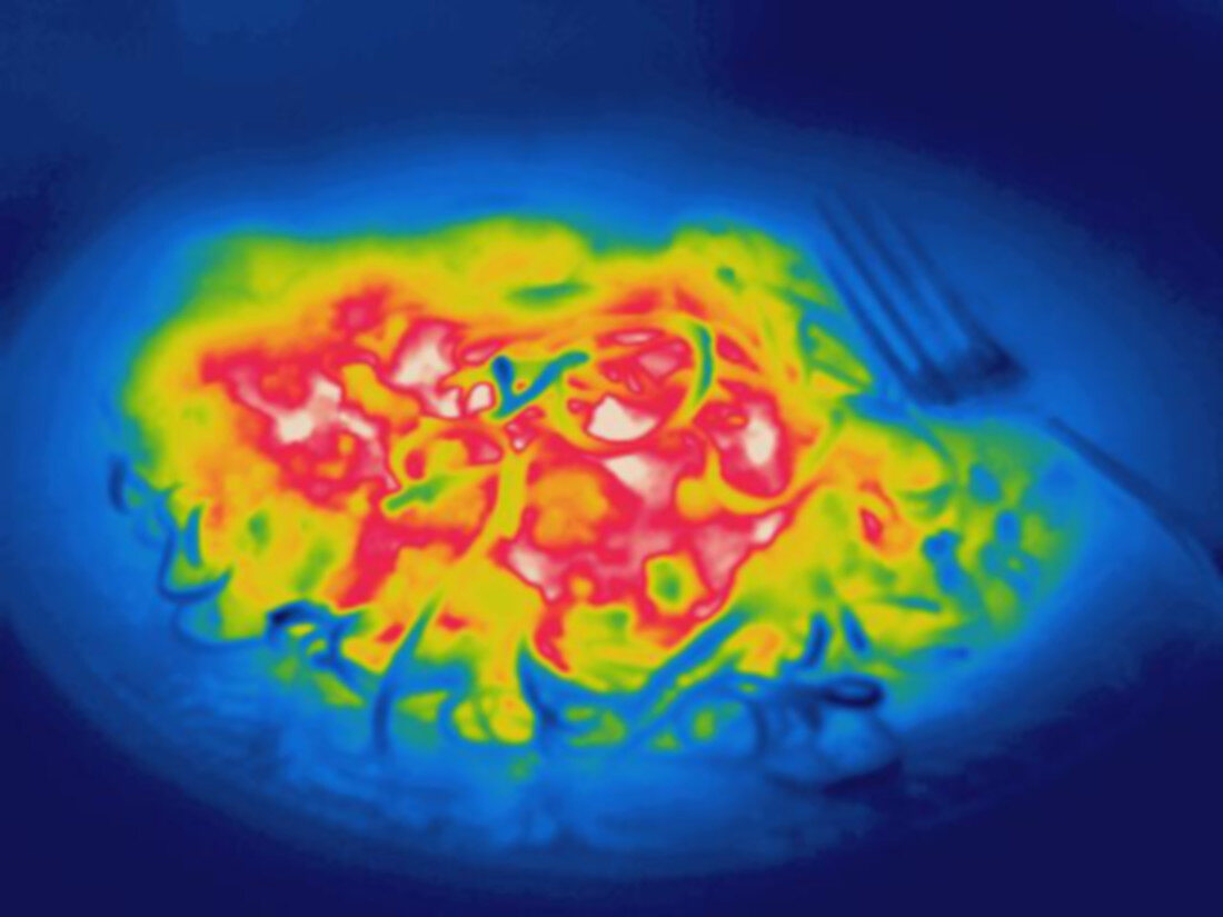 Thermogram of a hot plate of spaghetti